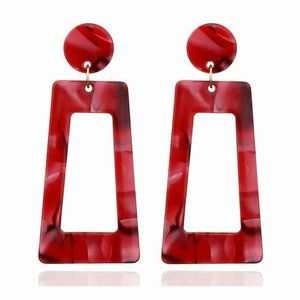 NWT **  Dark Red Acrylic Drop Earrings